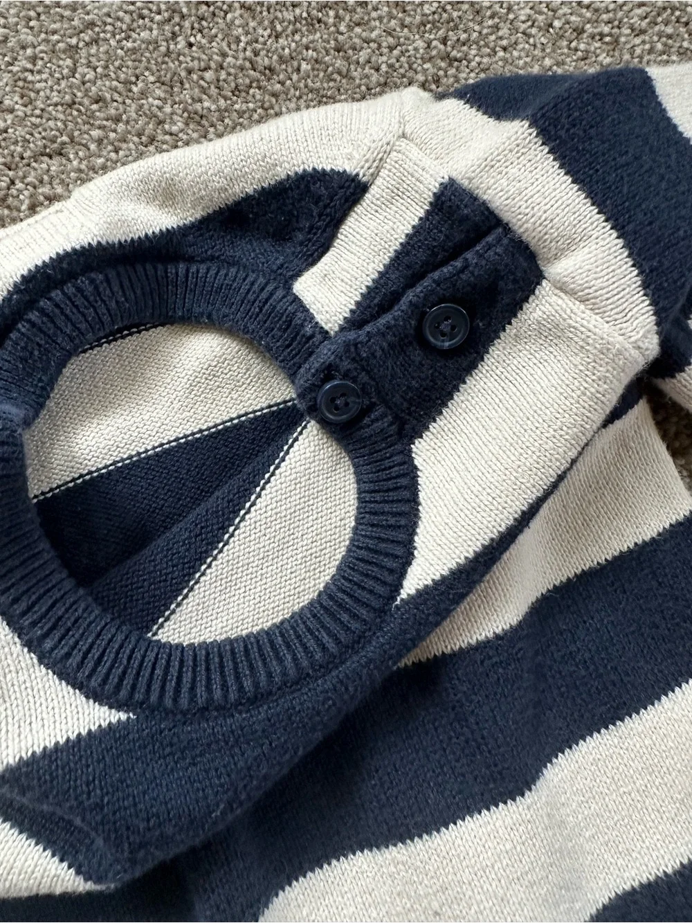 Baby GAP Navy & Cream Striped Knit One-Piece Sweater